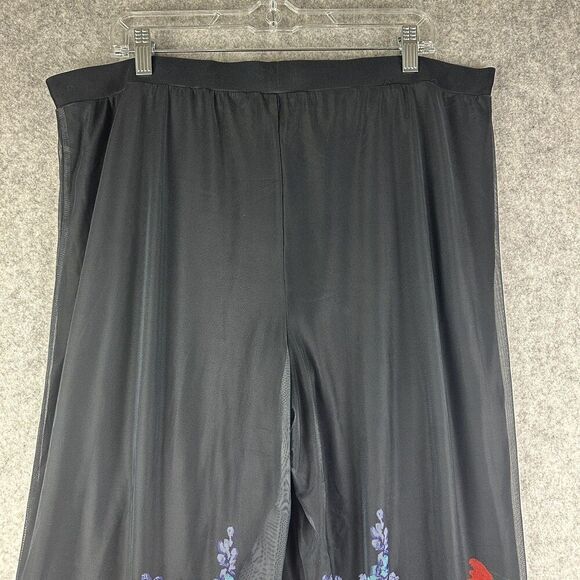 John Mark Chelsea Floral Pants Women XL Wide Leg Pull On Artsy Boho Palazzo Mesh - Picture 8 of 16